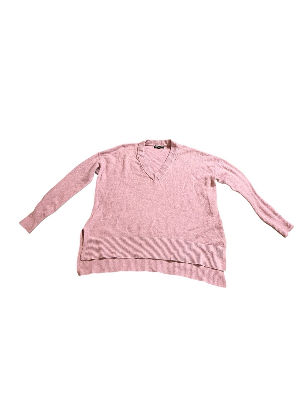 Banana Republic Pink V-Neck High-Low Slit Oversized Knit Sweater M